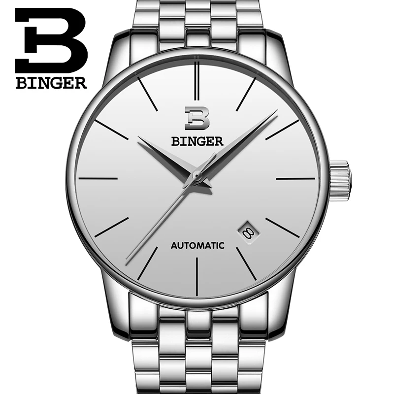 Relogio masculino BINGER люксовый бренд полностью аналоговый дисплей дата мужские