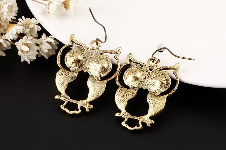 2018 Новый цинковый сплав ювелирные изделия кристалл сова серьги гвоздики для