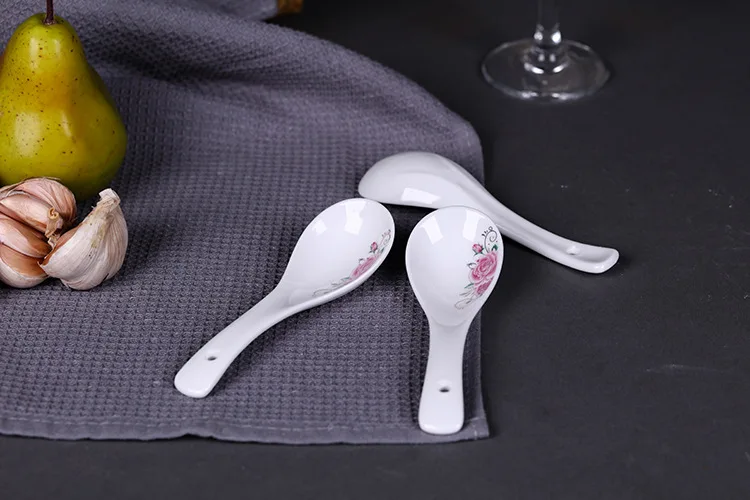 Китайская керамическая ложка в китайском стиле детская для риса кухонная посуда