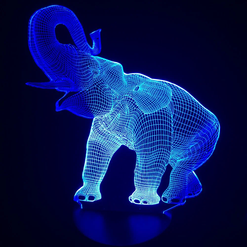 7 цветов Изменение эффект 3D светодиодный слон Форма ночной Светильник
