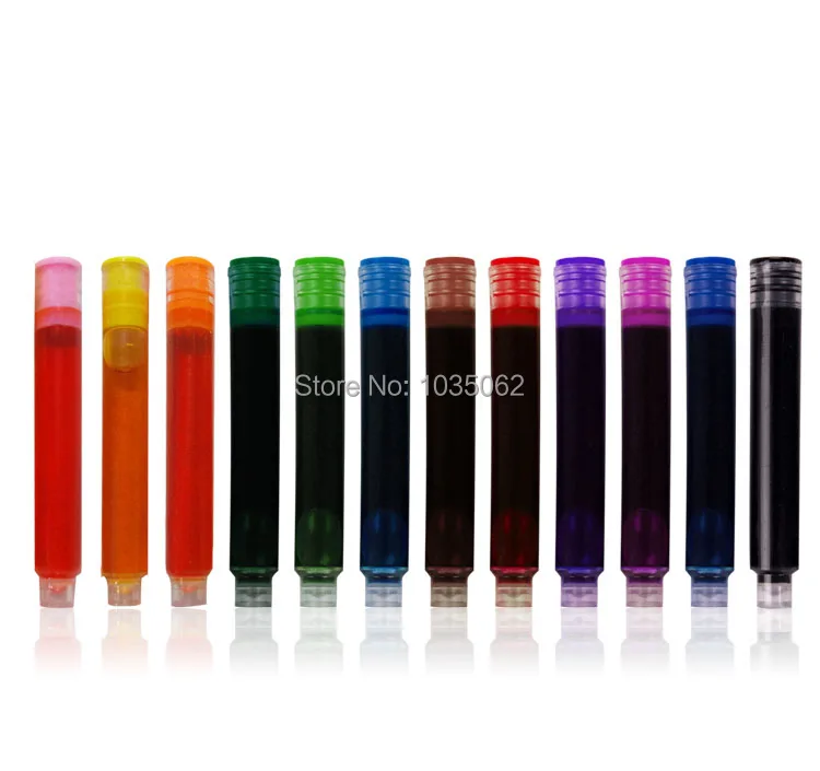 12PCS Colorful Disposable Pen Ink, Ink case, students gifts fountain pen 05mm , Ink Cartridge Refills
