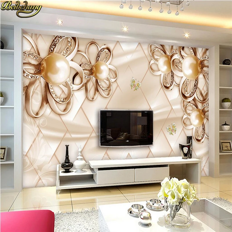 Beibehang 3d Роскошные золотые розы мягкая сумка жемчуг ювелирные изделия ТВ фон на