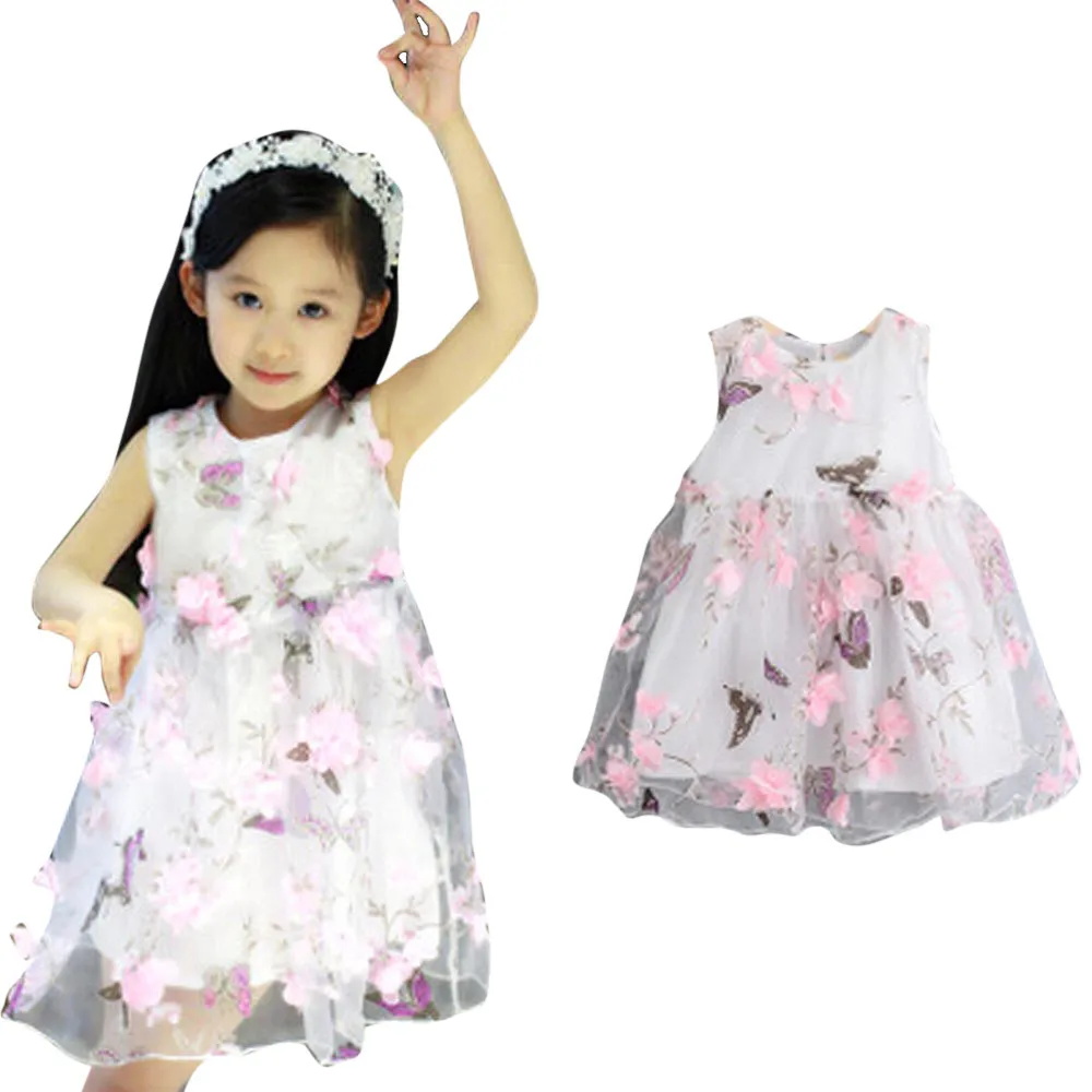 Toddler Baby Girls Princess Party Clothes Flower girl dresses clothes Sleeveless Tulle Tutu Dresses 0329 | Детская одежда и обувь
