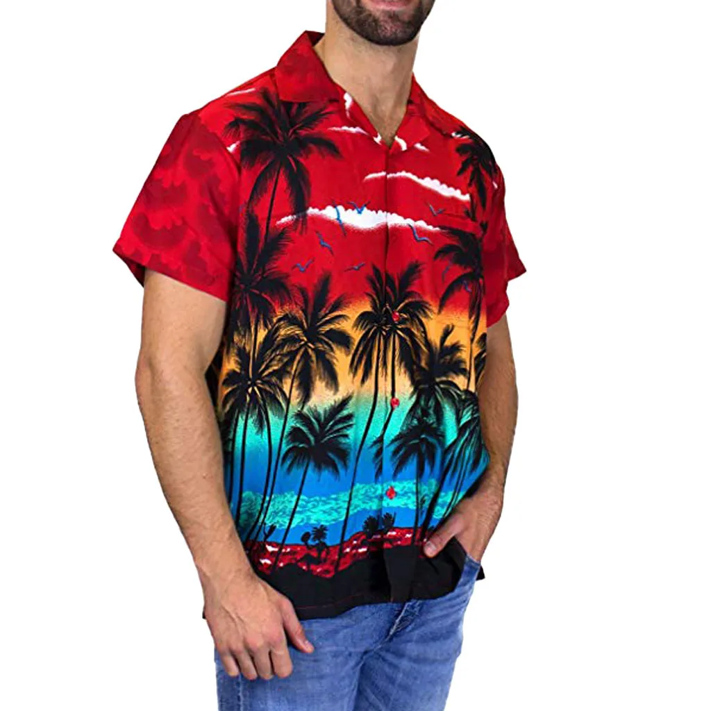 Hawaiian Style Shirt Men Shirts 2019 New Summer Fashion Chemise Homme Mens Vacation Short Sleeve Blouse | Беговые футболки
