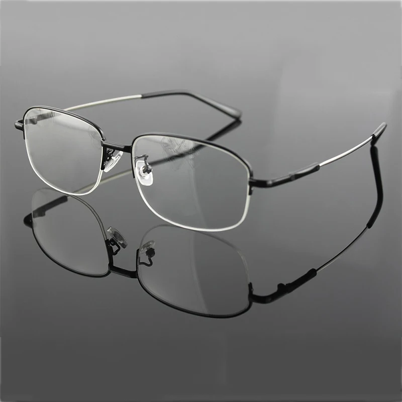 Полуободковая большая оправа мужские очки с памятью металлические оптические