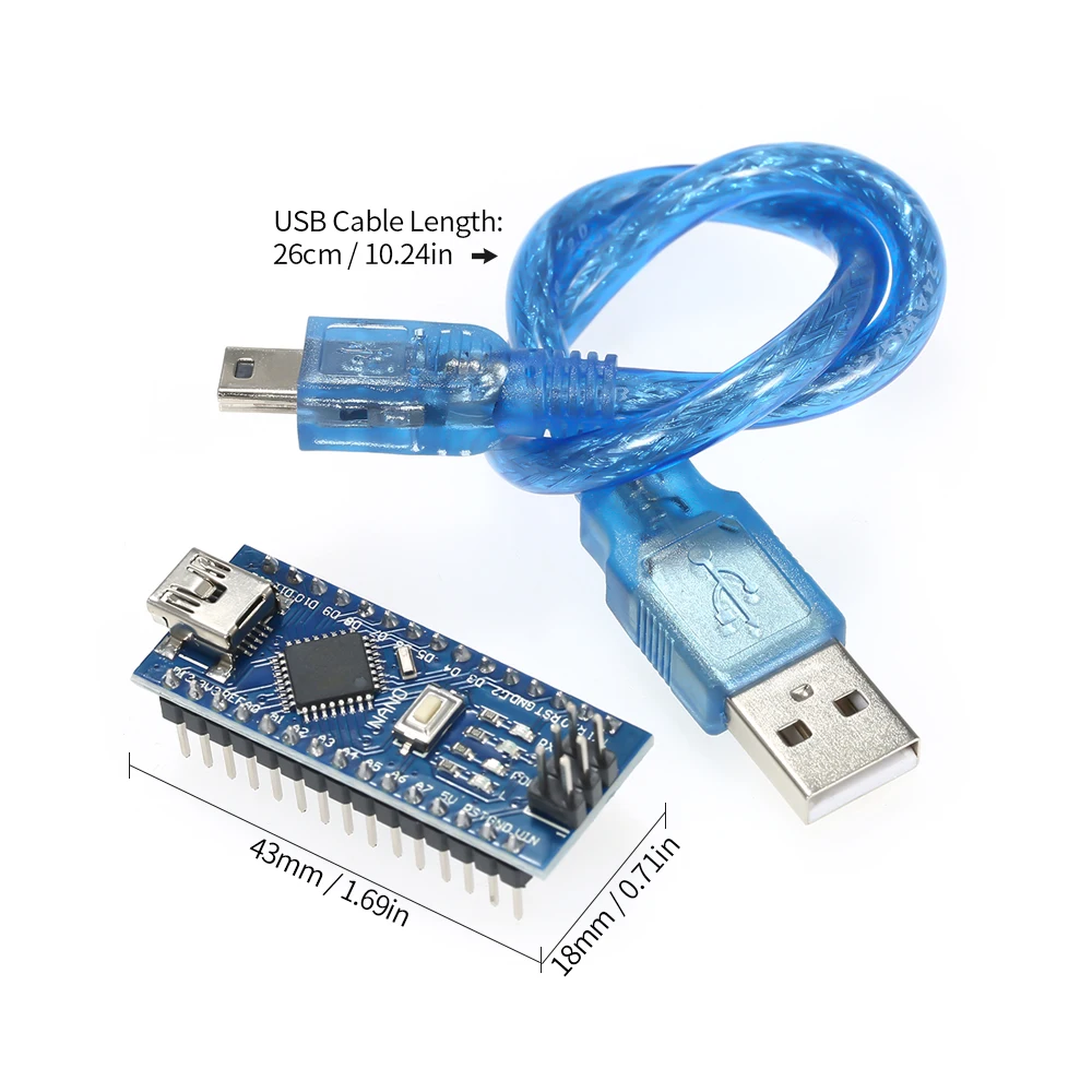 Nano V3.0 ATmega328P плата контроллера CH340G USB драйвер с кабелем для Arduino|Детали