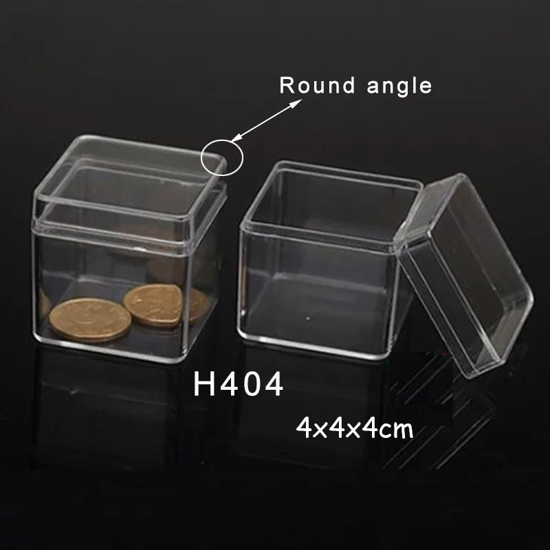 H404 4x4x4cm 22 размера маленькие квадратные прозрачные PS пластиковые коробки для хранения для мини ювелирных изделий/бусин/поделок Чехол Контейнер дисплей упаковочная коробка - Цвет: H404 4x4x4cm