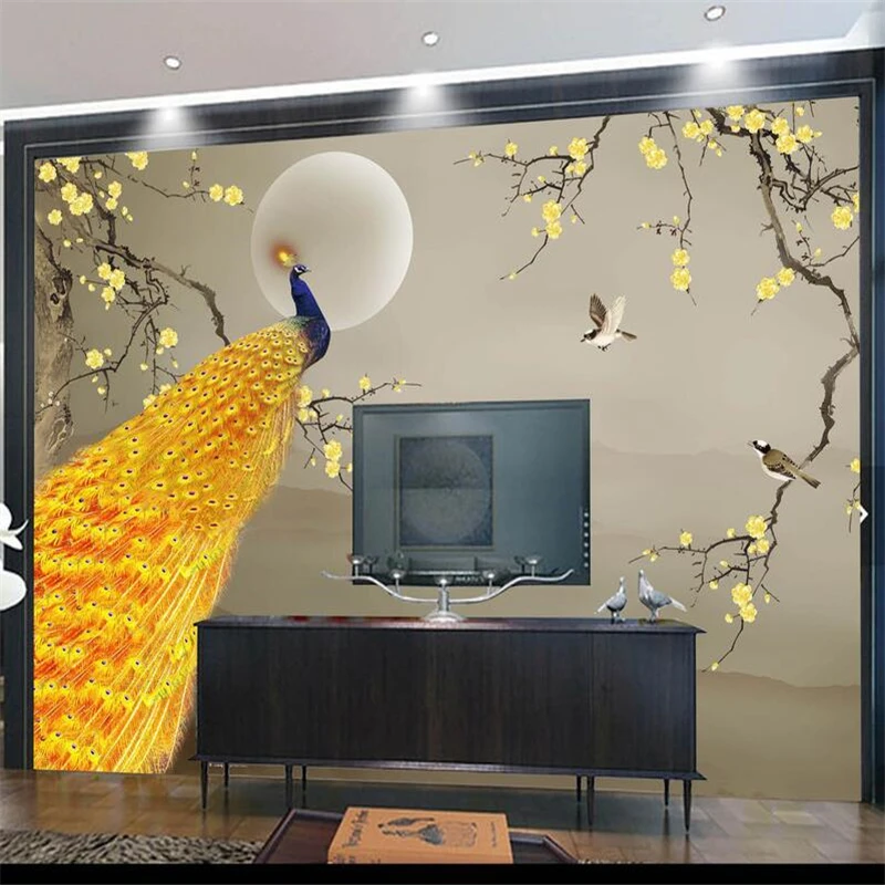 Wellyu papel де parede para quarto пользовательские обои новый китайский цветок сливы Павлин