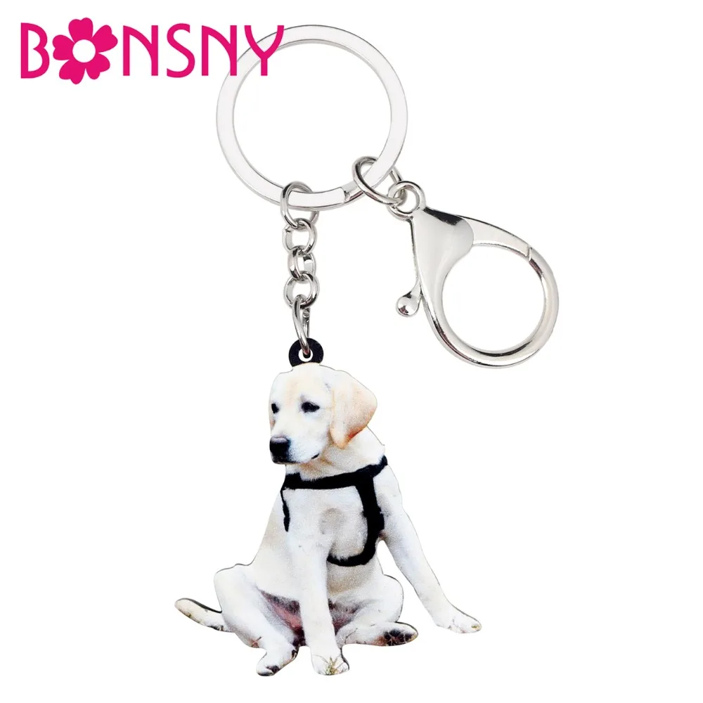 Bonsny яркие акриловые брелки для ключей Лабрадор собака кольца животные ювелирные