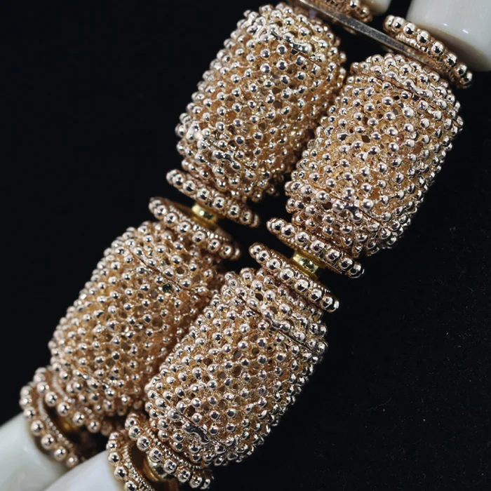 Роскошный комплект украшений из 2 слоев: ожерелье серьги и браслет белого