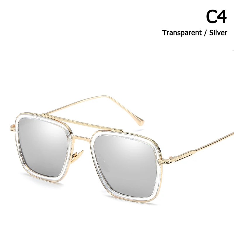 C4 Silver Mirror JackJad, модные Мстители, Тони Старк, полёт 006, стильные солнцезащитные очки, мужские, квадратные, авиационный бренд, дизайнерские солнцезащитные очки, Oculos De Sol - Цвет линз: C4 Silver Mirror