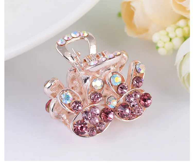 Pink EASYA милый Хрустальный кролик волос заколки-крабы для волос розового и фиолетового цветов голубого цвета с металлическим Заколка-краб для волос аксессуары ювелирные изделия для лучших друзей - Окраска металла: Pink