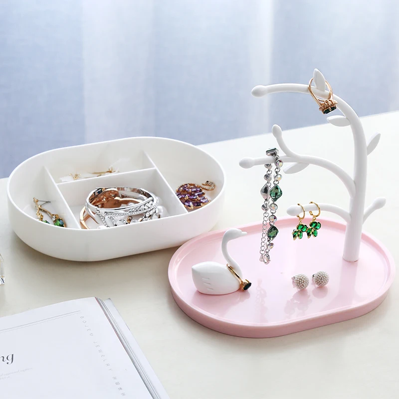 anfei swan lake earring jewelry display organizer white pink plastic ring bracelet tree A190 | Украшения и аксессуары