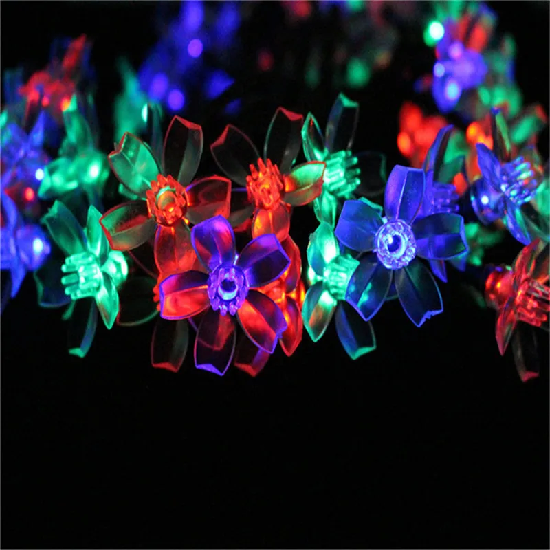 17 м 100led Персиковый Цветок Солнечная Лампа мощная светодиодная гирлянда Сказочный свет водонепроницаемый праздник для рождества свадьбы сада украшения