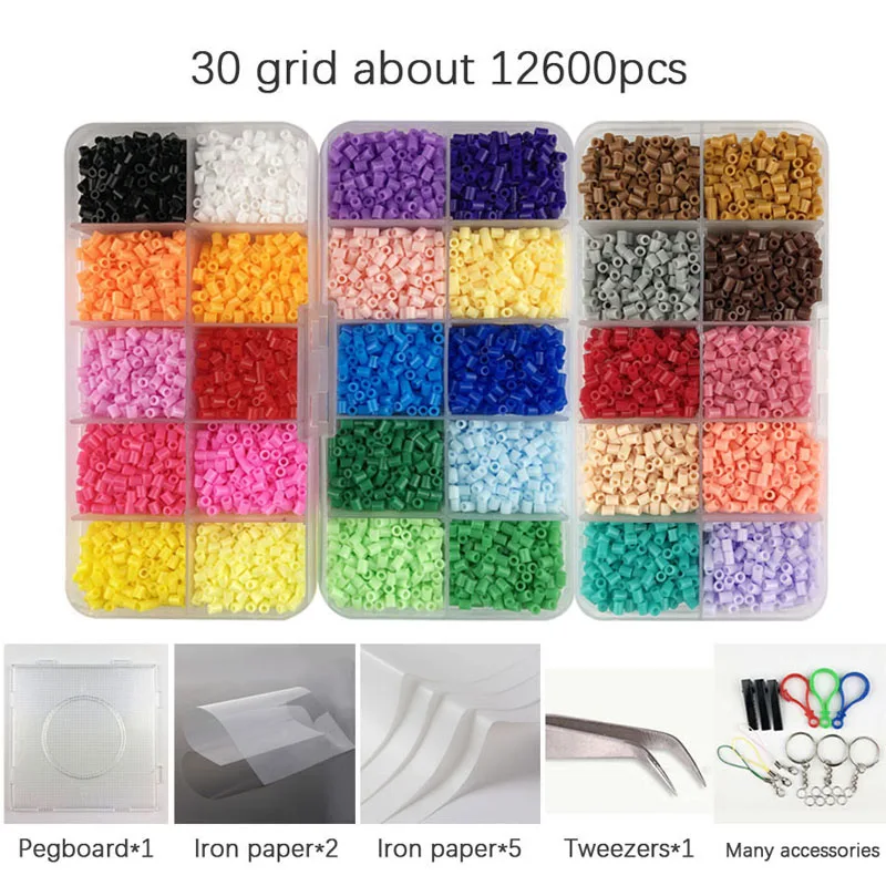 Мини 2,6 Хама бусины 80 цветов наборы Perler бусины и инструмент Pegboard обучающая игрушка плавкий предохранитель головоломки 3D для детей - Цвет: 30 gird and tool