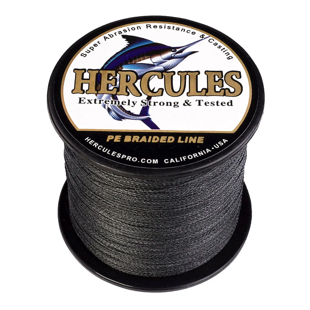 Hercules рыболовная леска черная 100 м 300 500 1000 1500 2000 4 пряди PE плетеная для ловли карпа