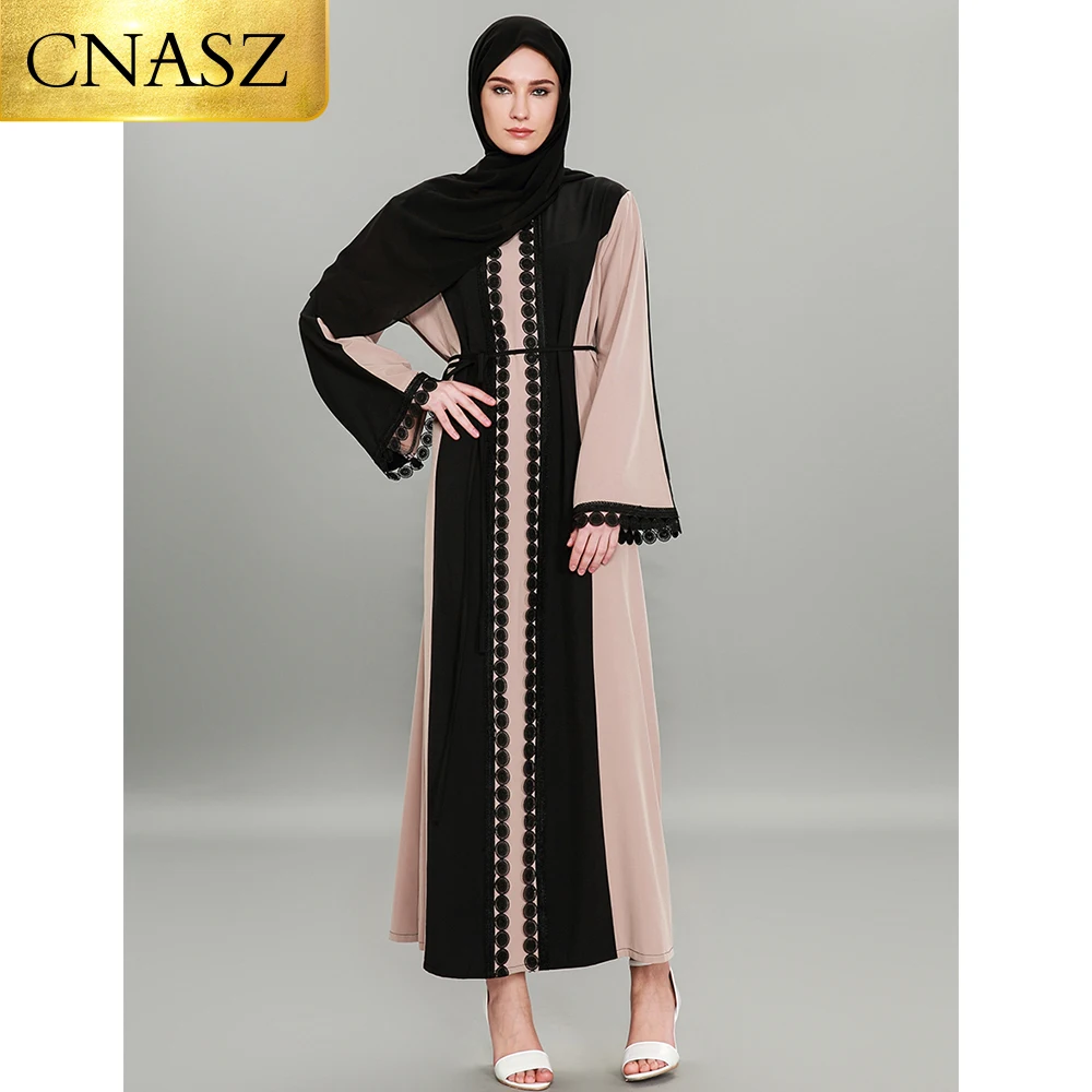 Женская модная кружевная одежда Namaz ESI с роговым рукавом и поясом длинное