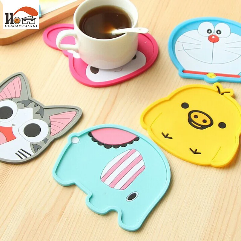 CUSHAWFAMILY Kawaii мультяшная Мягкая силиконовая кофейная подставка для напитков