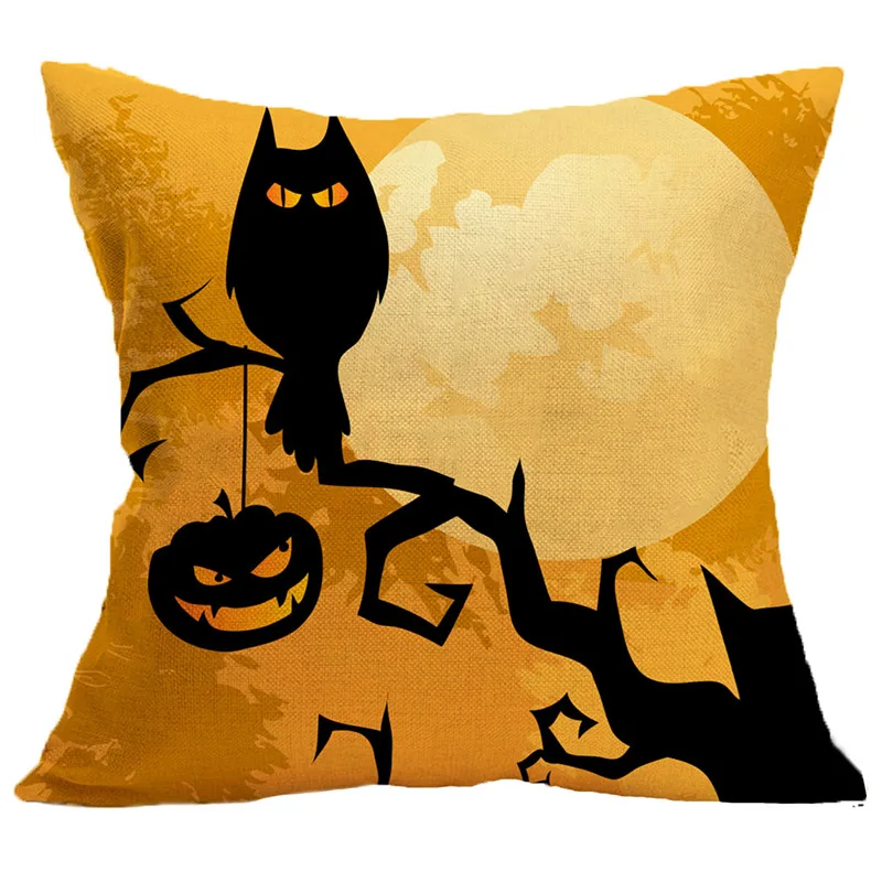 1 шт. Хэллоуин летучая мышь Сова ведьма узор дерево хлопчатобумажная льняная