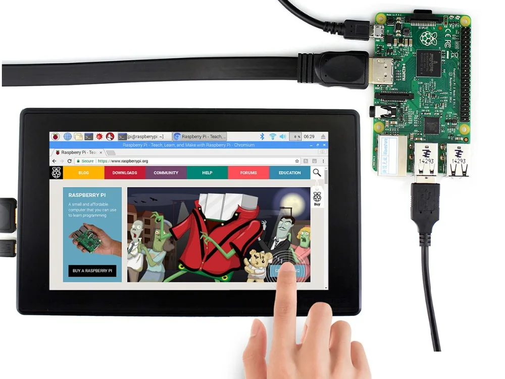 Сенсорный ЖК экран Waveshare 7 дюймов HDMI LCD (H) емкостный сенсорный с крышкой из