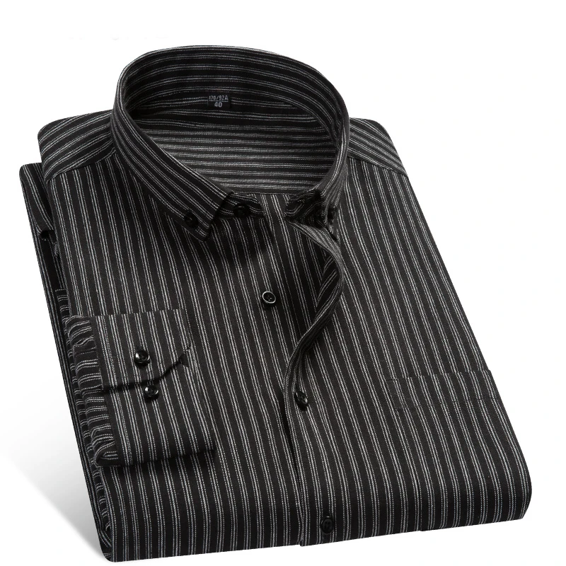 

New Arrival Striped 100% Cotton Men Striped Casual Shirts Male Slim Fit Men Shirts Long Sleeve Social Business Shirts
