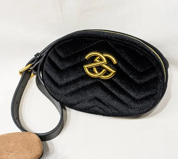 black velvet Новинка, Высококачественная поясная сумка, Женская поясная сумка, сумка на пояс, роскошный бренд, модная сумка из искусственной кожи, бархатная нагрудная сумка, сумка banane - Цвет: black velvet