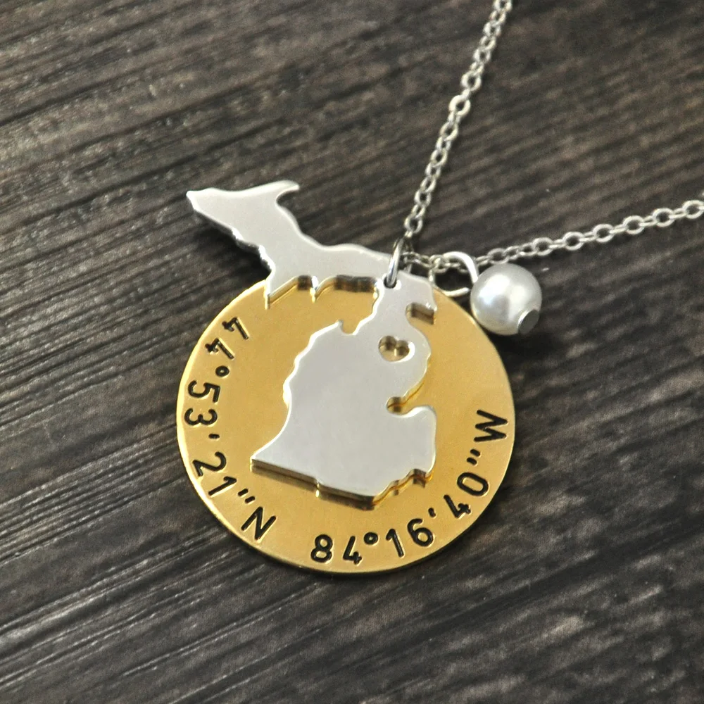 Ожерелье в форме штатива Мичиган ожерелье из любого города индивидуального
