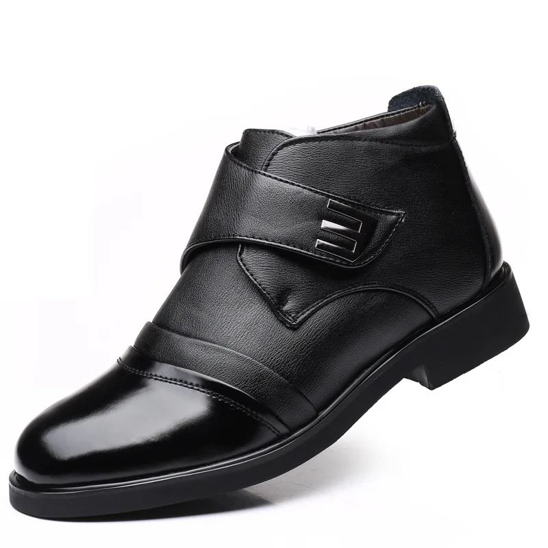 Большие Size38-46 мужская повседневная обувь зимняя хлопковая кожаная Теплая