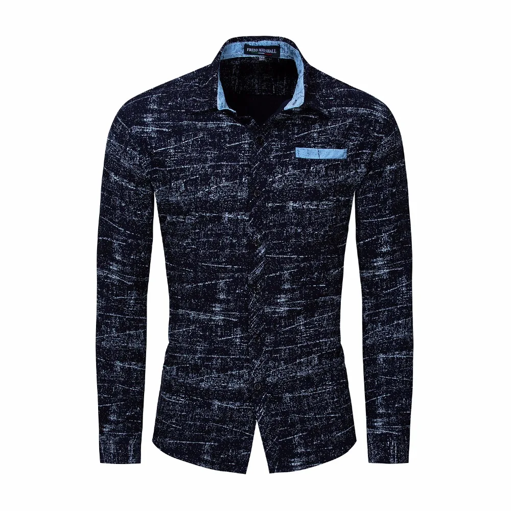 Мужская однобортная приталенная рубашка с длинным рукавом | одежда