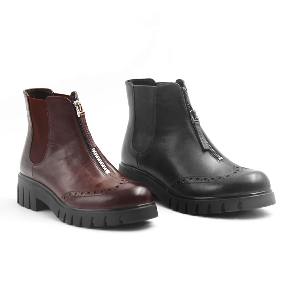 LIDIAN 2018 Fashion Warm Autumn Winter Elastic shoes Women Ankle Boots Oil leather Short Shoe Polish Metal Zip flat twotone B9 | Обувь