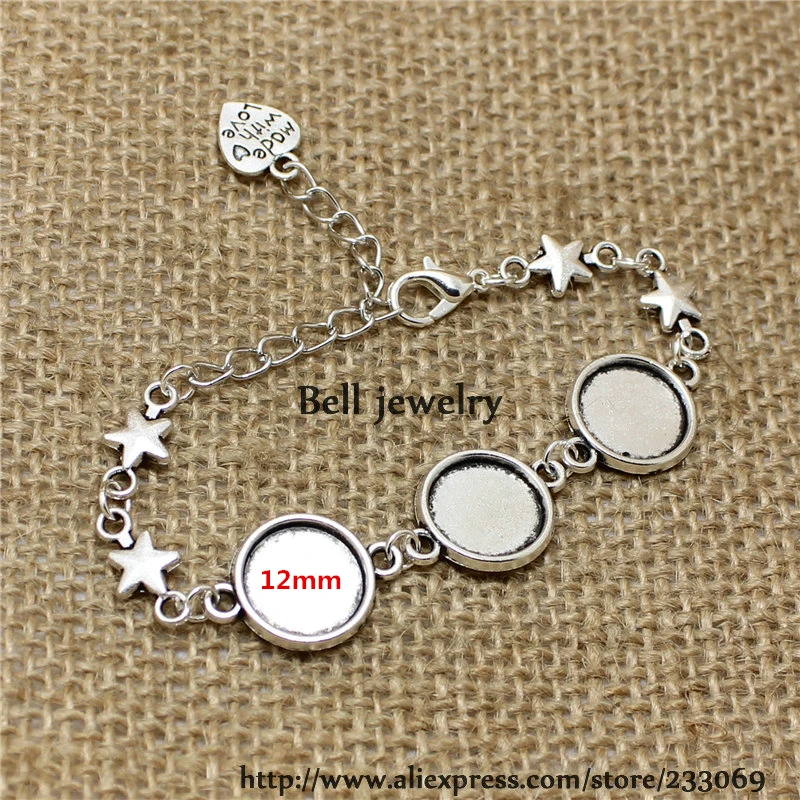 3 шт./лот античный серебряный металлический сплав цинка 12 мм Круглый браслет