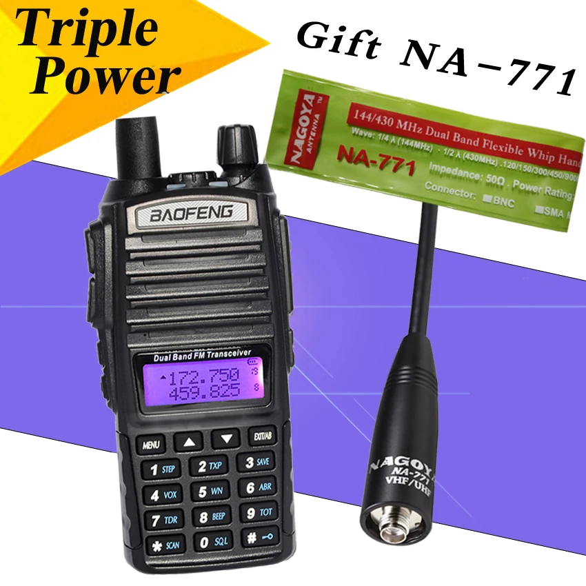 Baofeng BF UV82 иди и болтай Walkie Talkie 8 Вт Радио комплект UV82HX Портативный двухстороннее