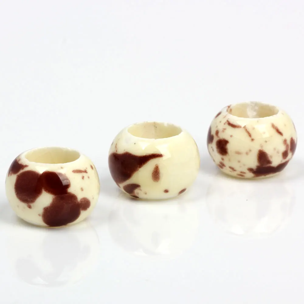 OlingArt/большие круглые бусины с отверстием из коричневой керамики 6 шт./лот 16*12 мм| |