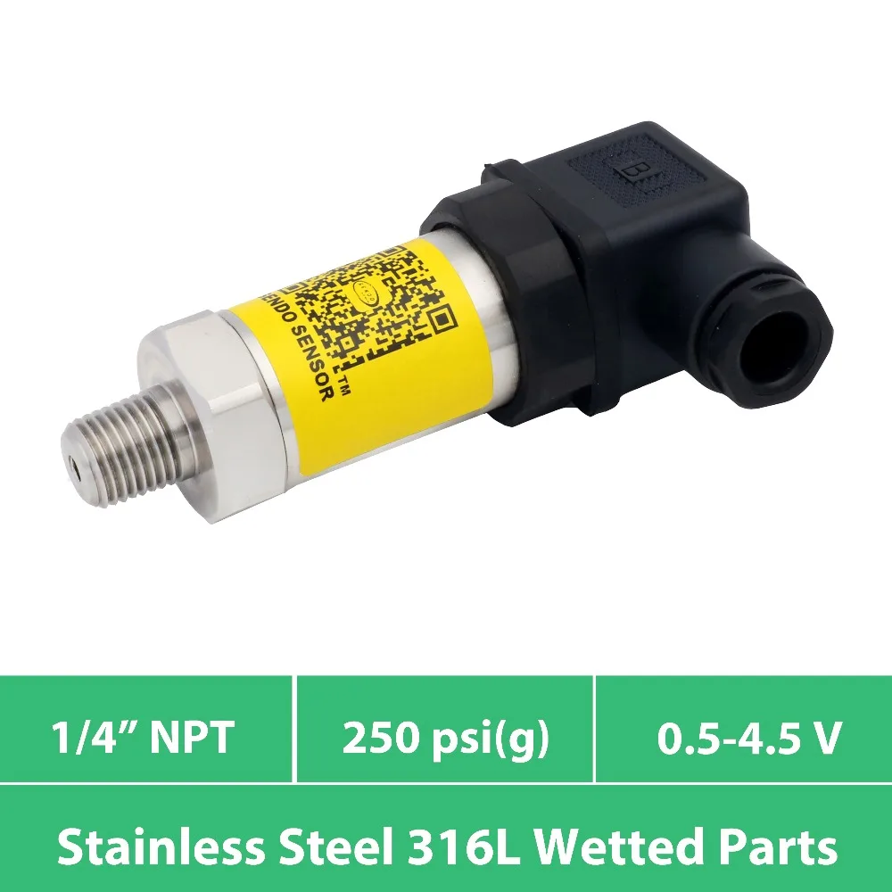 0 to 250psi media isolated pressure sensor 5V dc supply transducer output signal 0.5 4.5V 1 4 npt thread ss 316L diaphragm | Инструменты