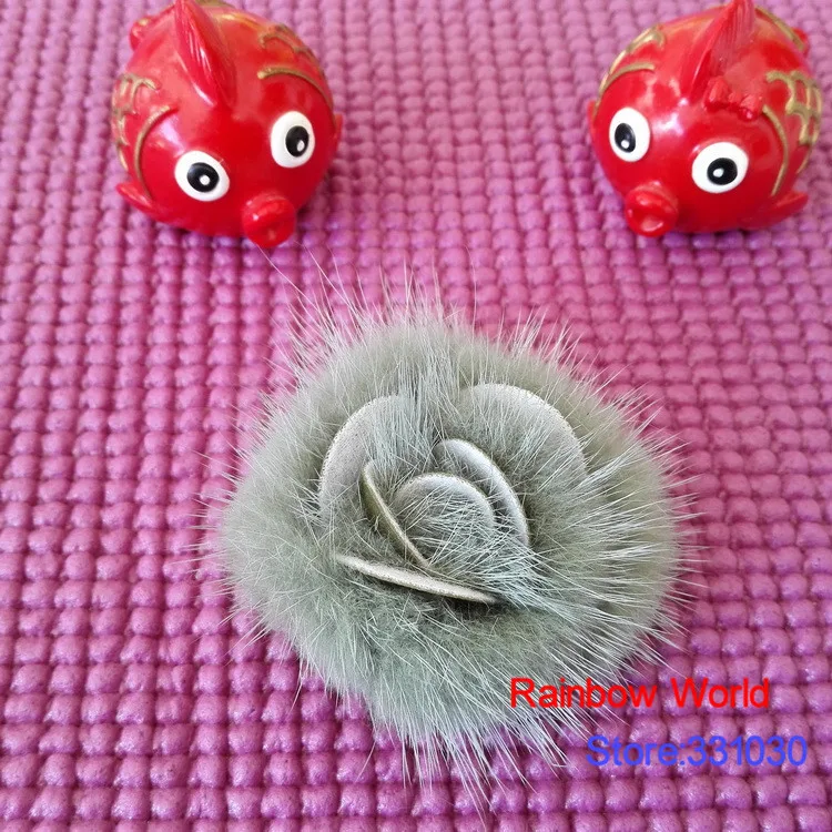 Натуральная серая норковая брошь в форме розы для шубы корсажа модные аксессуары