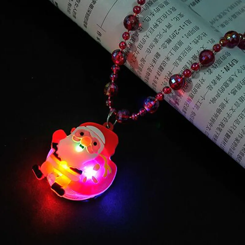 

Christmas Soft Jelly LED Light-Up Flashing Bead Necklace Pendants Children Glowing Jewelry Gift Glow Party Supplies