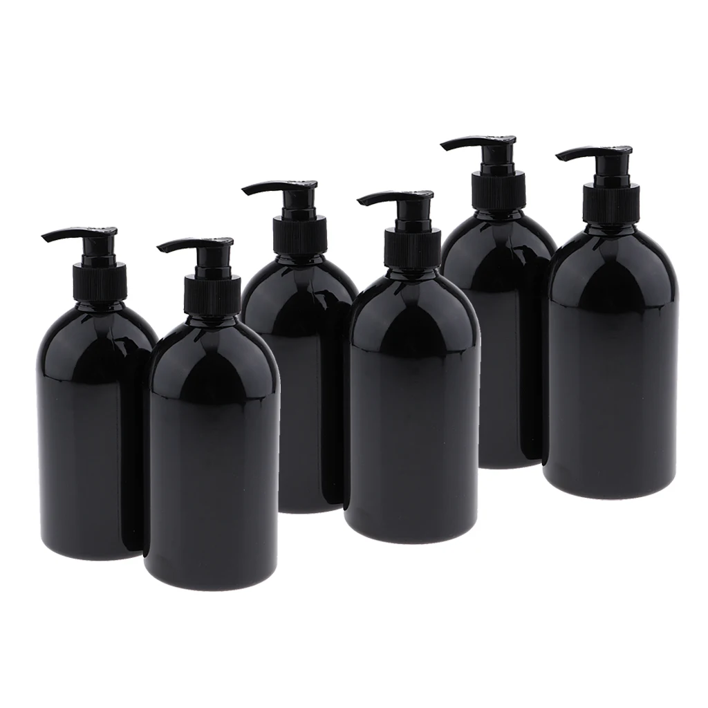 6-pack Пустой насос для лосьона прессованные бутылки BPA-free пластиковые многоразовые контейнеры 500 мл/17 унций путешествия шампунь/мыло диспенсер