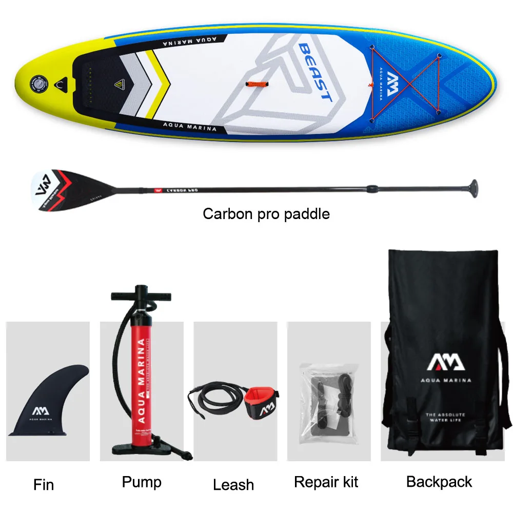 With carbon paddle Aqua marina Beast надувной 10'" стоячий весло доска ISUP Надувное дополнительное весло доска для серфинга - Цвет: With carbon paddle