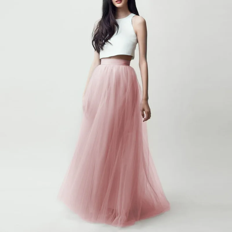 

Modest Long Tulle Skirts For Pretty Lady Floor Length Tutu Skirt 2016 Zipper Style High End Women Maxi Skirt Coral Light Green