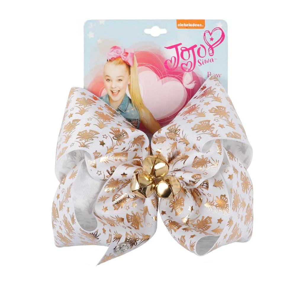 7 ''santa Jingle Bell банты на голову печатные золотистые колокольчики рождественские большие заколки для волос для девочек аксессуары для волос для счастливого нового года
