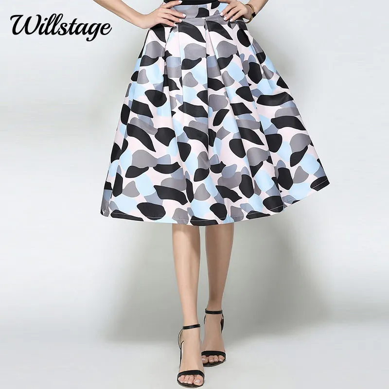 

Женская Юбка-миди в горошек Willstage, элегантное винтажное бальное платье в стиле ретро с высокой талией, весна-осень 2019