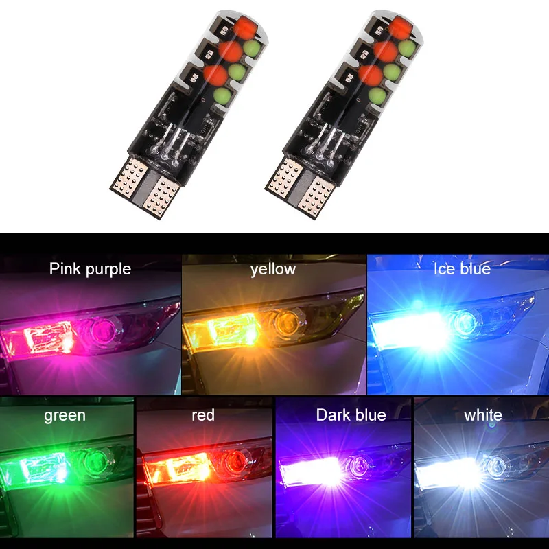 Автомобильная светодиодная RGB лампа T10 W5W 12 В для создания атмосферы декоративное