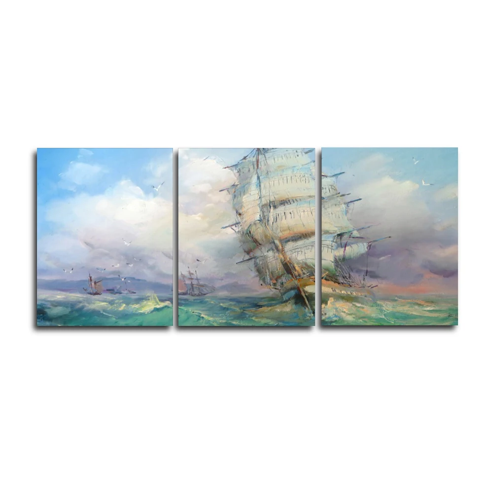 

Laeacco Canvas Calligraphy Painting Abstract Sea Sailboat Posters and Prints Wall Art Living Room Nordic Home Decoration