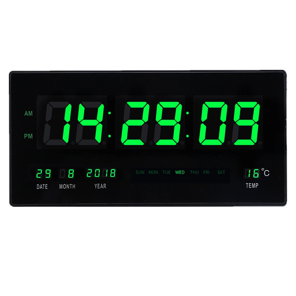 6-digit LED digital calendar wall clock with temperature display big numbers led Illuminate Livingroom large | Дом и сад