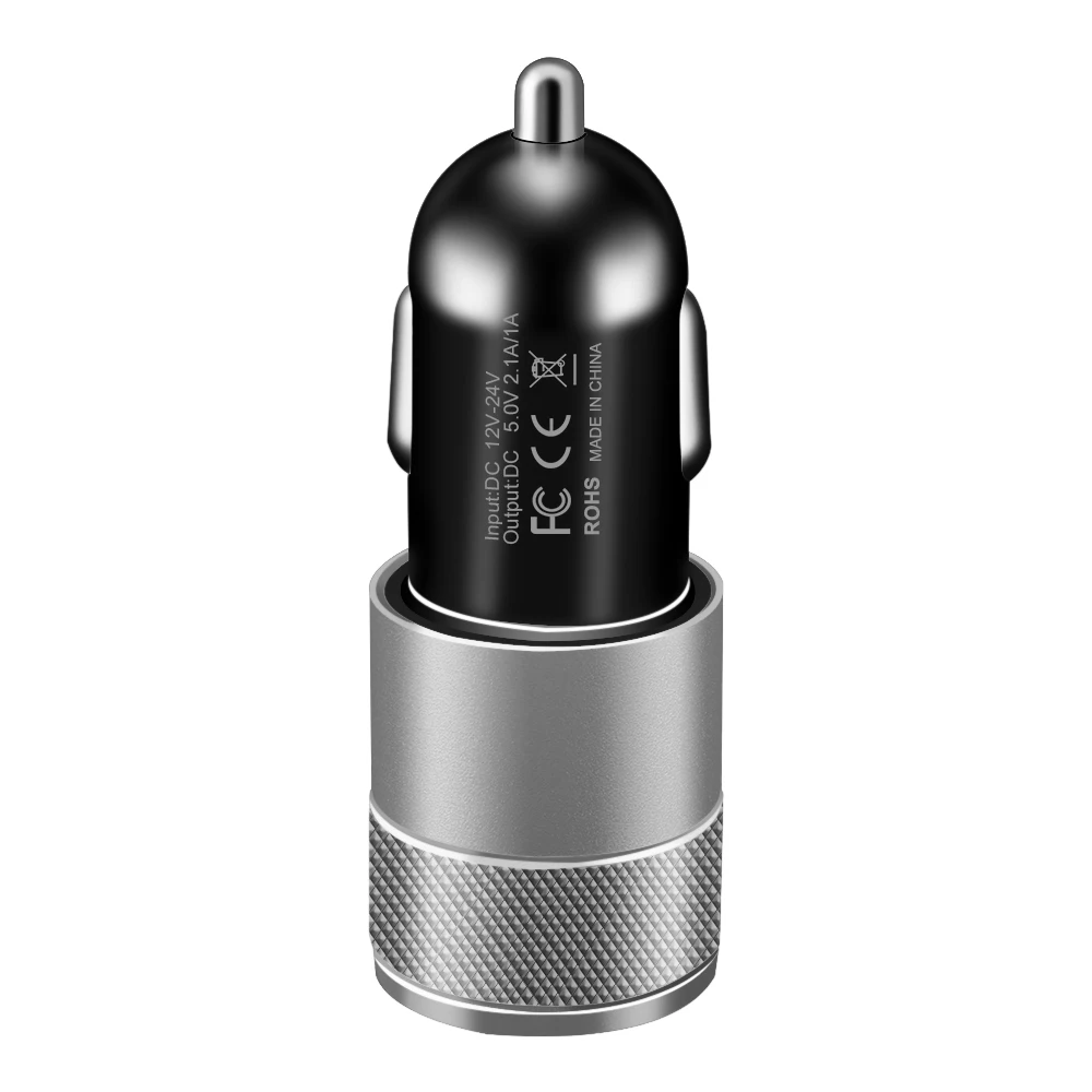 Crauch 5V 2.1A двойной USB Автомобильное зарядное устройство металлический сплав Быстрый автомобильный адаптер зарядного устройства для телефона для iPhone Xiaomi samsung huawei htc LG зарядное устройство