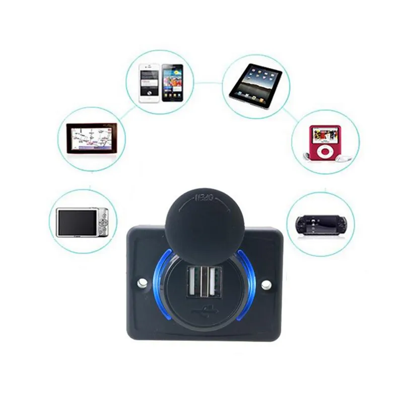 Автомобильное зарядное устройство со светодиодный Ной апертурой с двумя