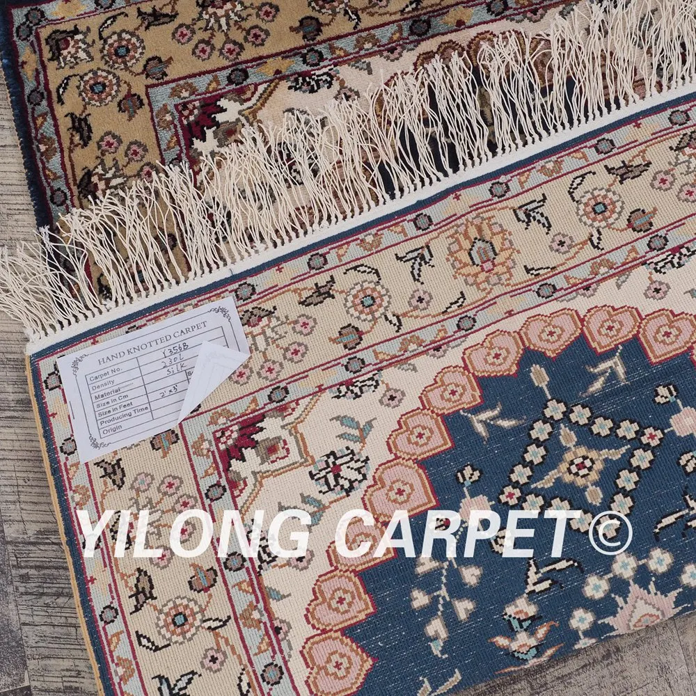 YILONG 2 'x 3' античные турецкие шелковые ковры синий ручной работы шелковый ковер