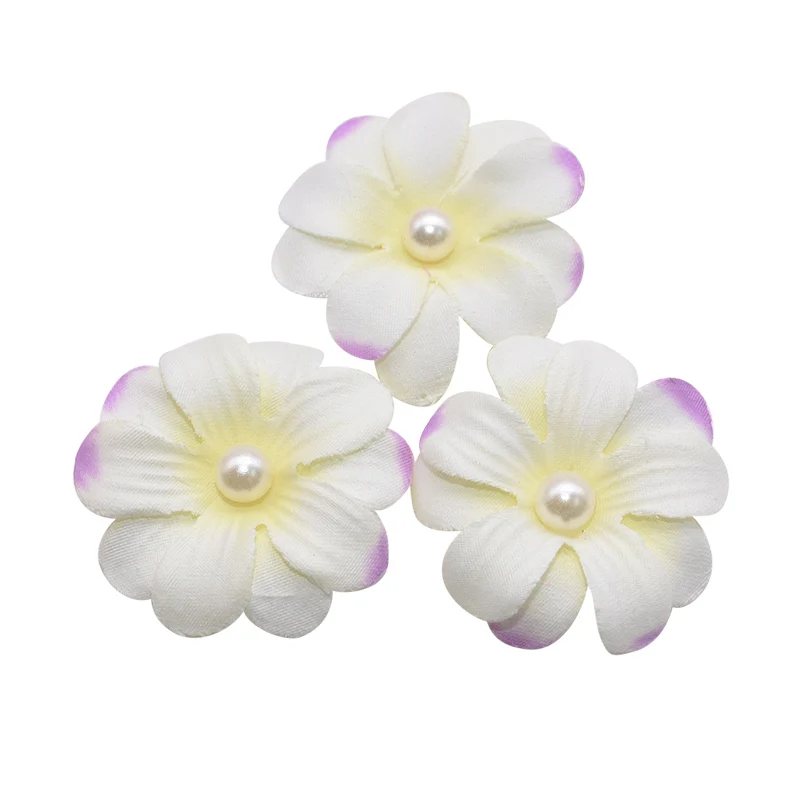 F09 20pcs 4.5cm Silk Petals Artificial Cherry Flower Heads for Wedding Home Decoration Festival Party Fake Pearl Beaded Rose Flowers - Цвет: F09