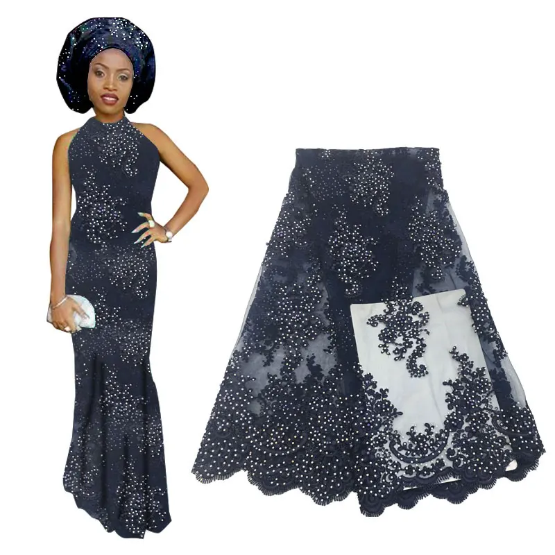 Высококачественные розовые бисерные кристаллы кружева ткань 2019 африканская