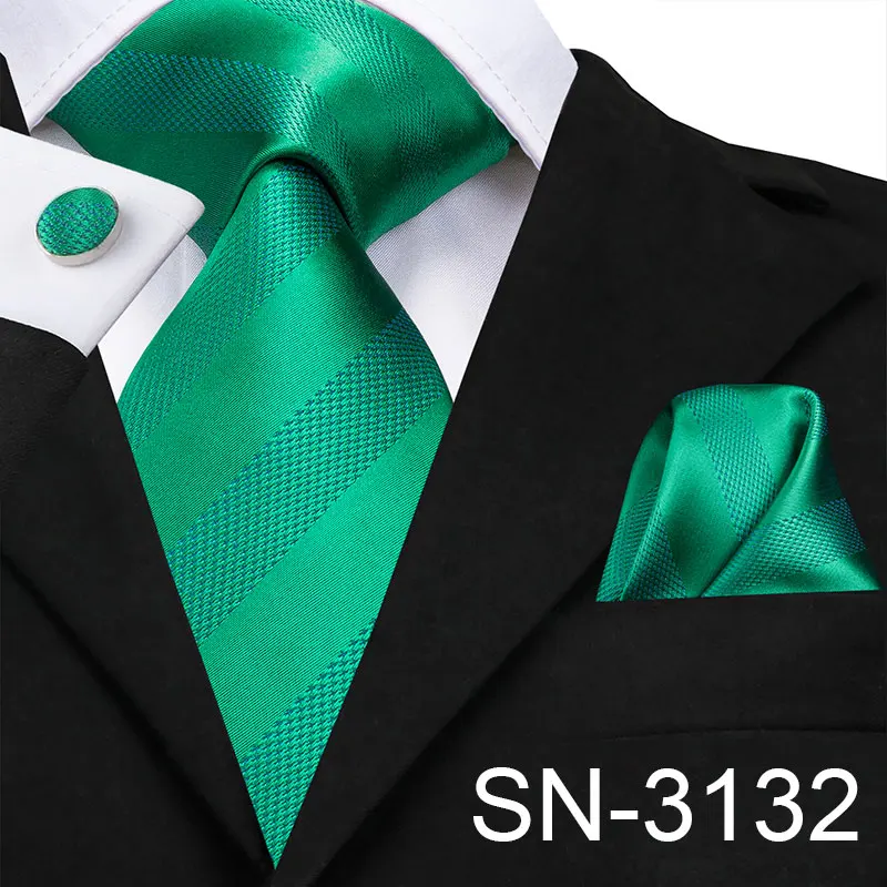 SN-3132 SN-3136 золотой синий полосатый галстук Шелковый плетеный мужской галстук Галстук носовой платок запонки набор роскошные мужские вечерние свадебные карманные квадратные Галстуки - Цвет: SN-3132